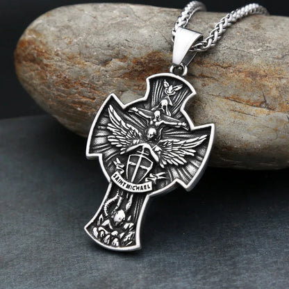 Colar Masculino São Miguel Guerreiro da Santíssima Trindade em Aço Inoxidável 316L