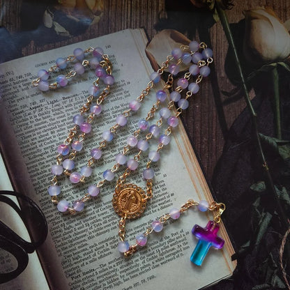 Terço de São Bento com Contas de Vidro Degradê