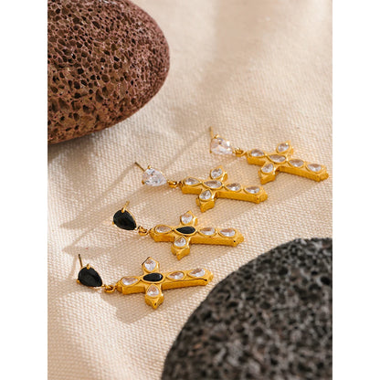 Brincos Dourados Cruz Celestial