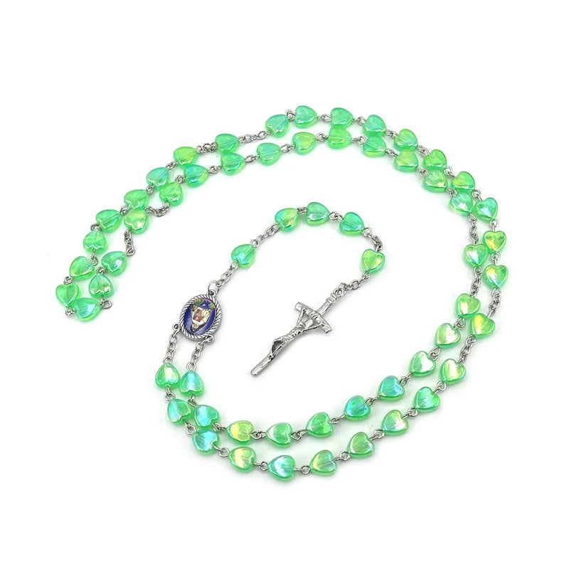 Terço Nossa Senhora Coroada de Estrelas com Contas de Coração