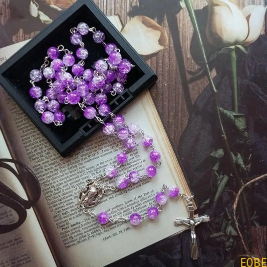 Terço Elegante com Contas Roxas