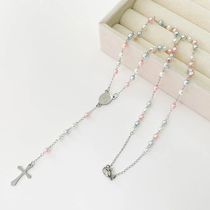 Colar Terço Dourado com Cruz e Virgem Maria