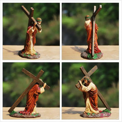 Estátua de crucifixo Jesus Crosss Estátua de resina Figura de Cristo Acessórios religiosos católicos Decoração