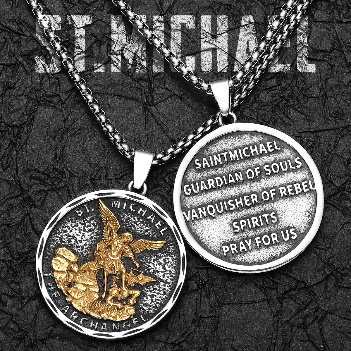 Colar São Miguel Arcanjo Masculino Modelo Guardião Prata