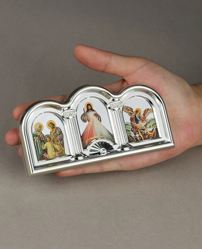 Marco de imagem católica divina misericórdia jesus cristo família sagrada são michael tríptico ícones adesivo mesa oração casa decoração da igreja