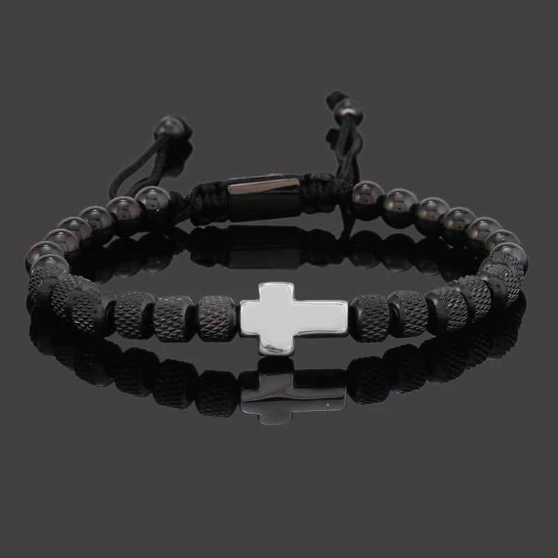 Pulseira Masculina Cruz de Aço Inoxidável