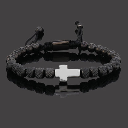 Pulseira Masculina Cruz de Aço Inoxidável