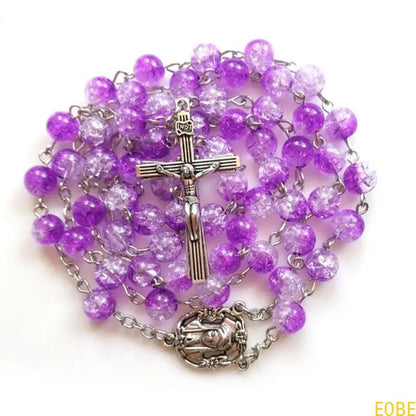 Terço Elegante com Contas Roxas