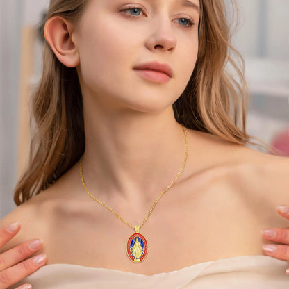 Colar Medalha Nossa Senhora das Graças de Prata Banhado a Ouro