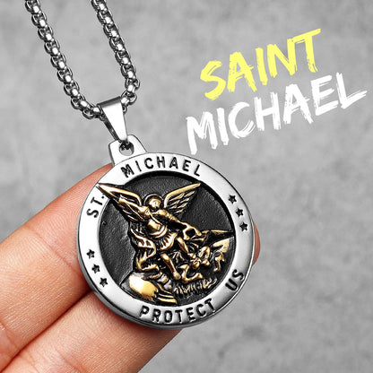 Colar Masculino de São Miguel Arcanjo em Aço Inoxidável