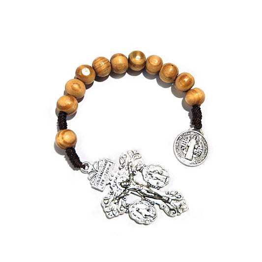 Mini Terço de Madeira com Cruz do Perdão e Medalha de São Bento