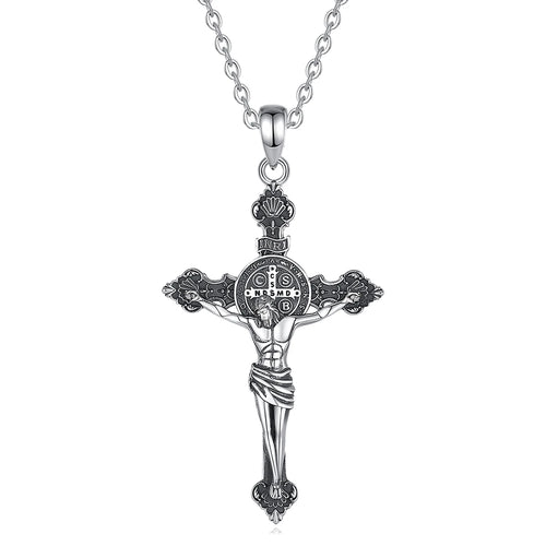 Colar de Prata 925 com Cruz de São Bento
