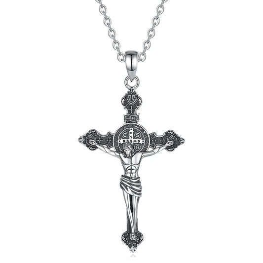 Colar de Prata 925 com Cruz de São Bento