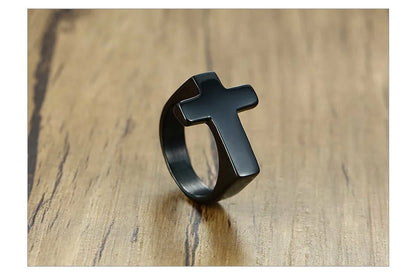 Anel Masculino Cruz em Aço Inoxidável – Força e Fé em Cada Detalhe