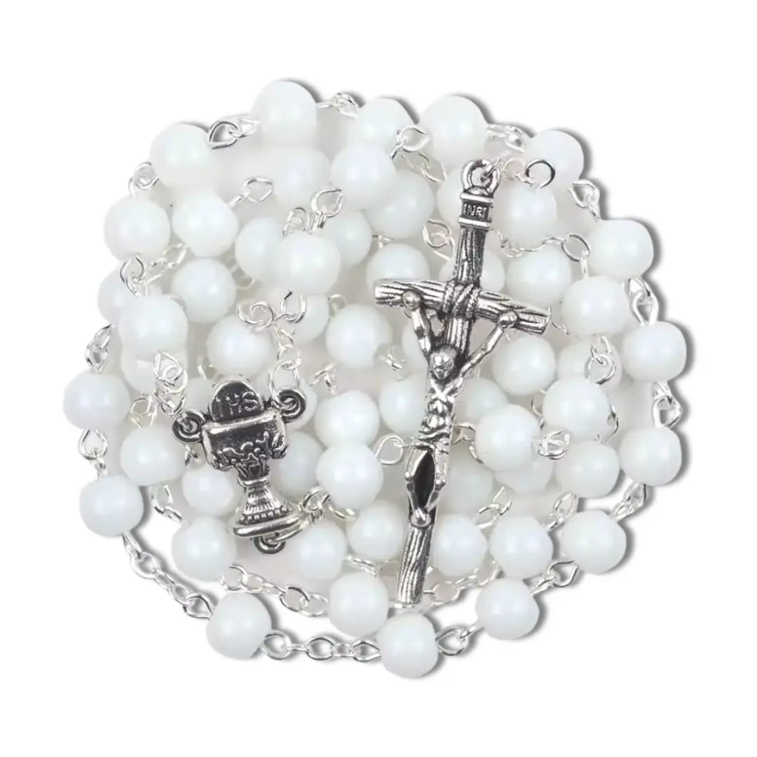 terço branco, terço da eucaristia