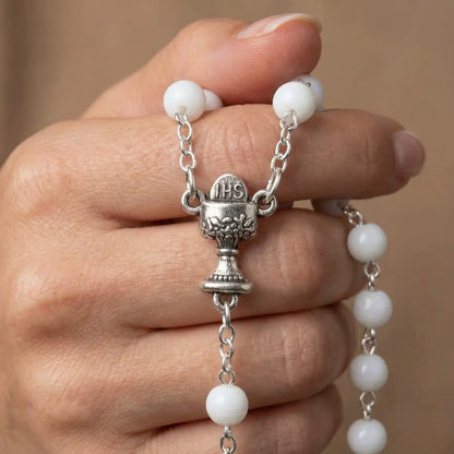 terço branco, terço da eucaristia