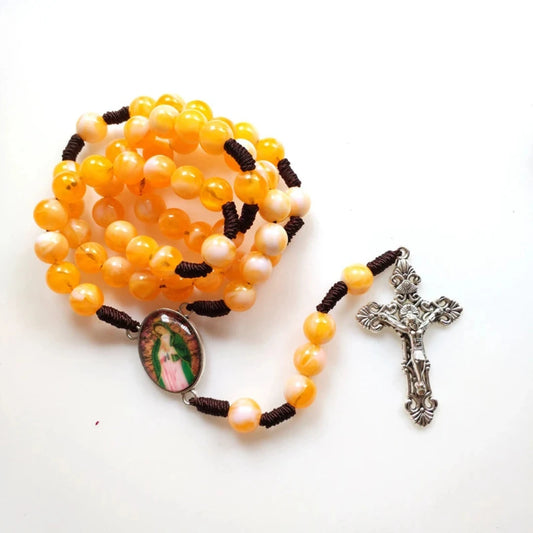 terço nossa senhora de guadalupe, terço amarelo