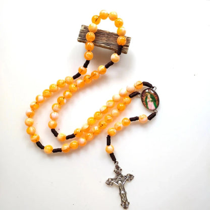 terço nossa senhora de guadalupe, terço amarelo