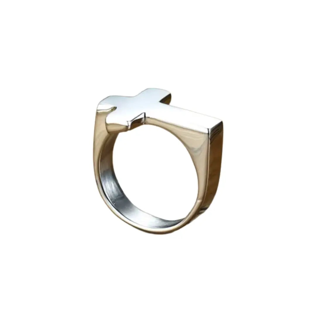 anel de cruz masculino prata