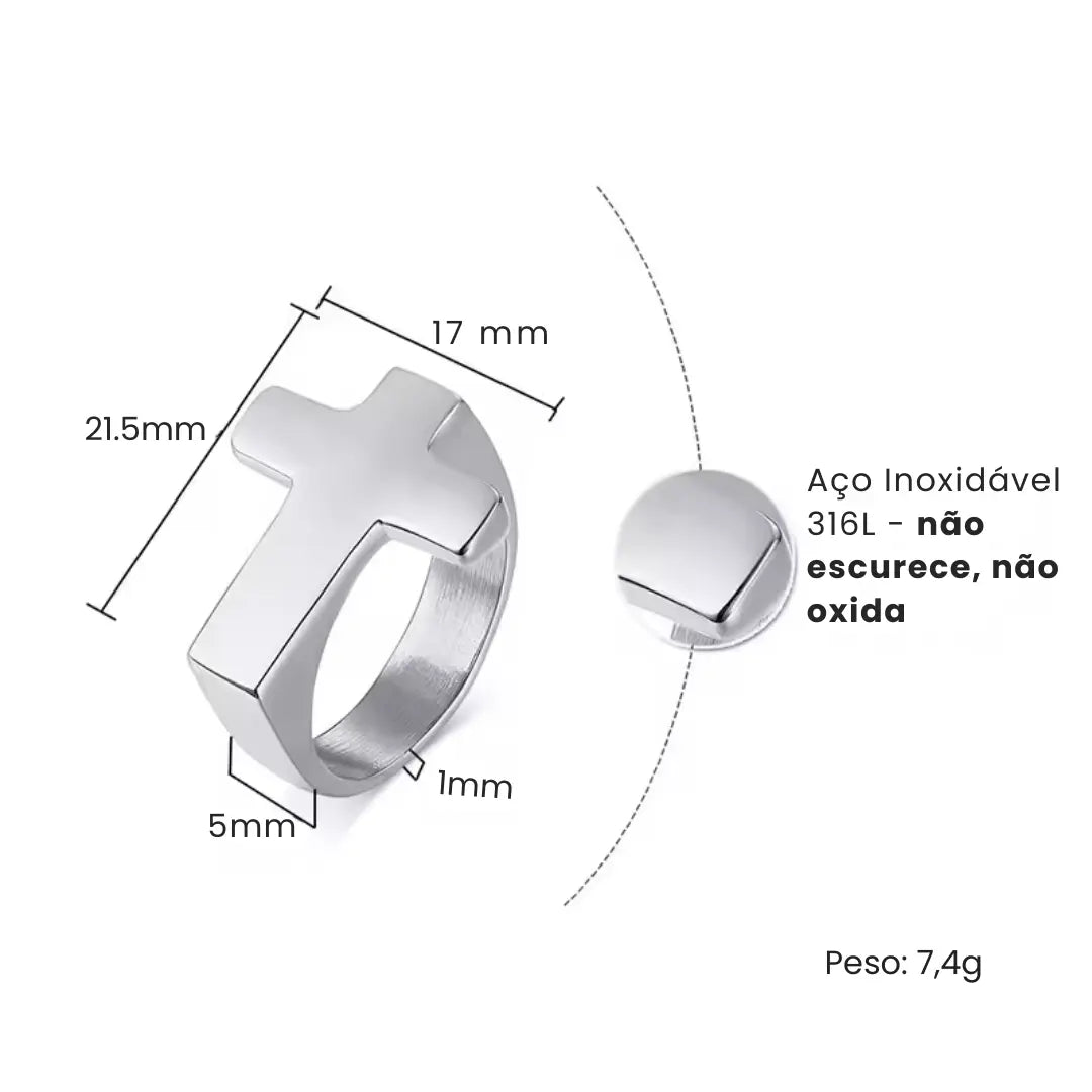 anel de cruz masculino prata
