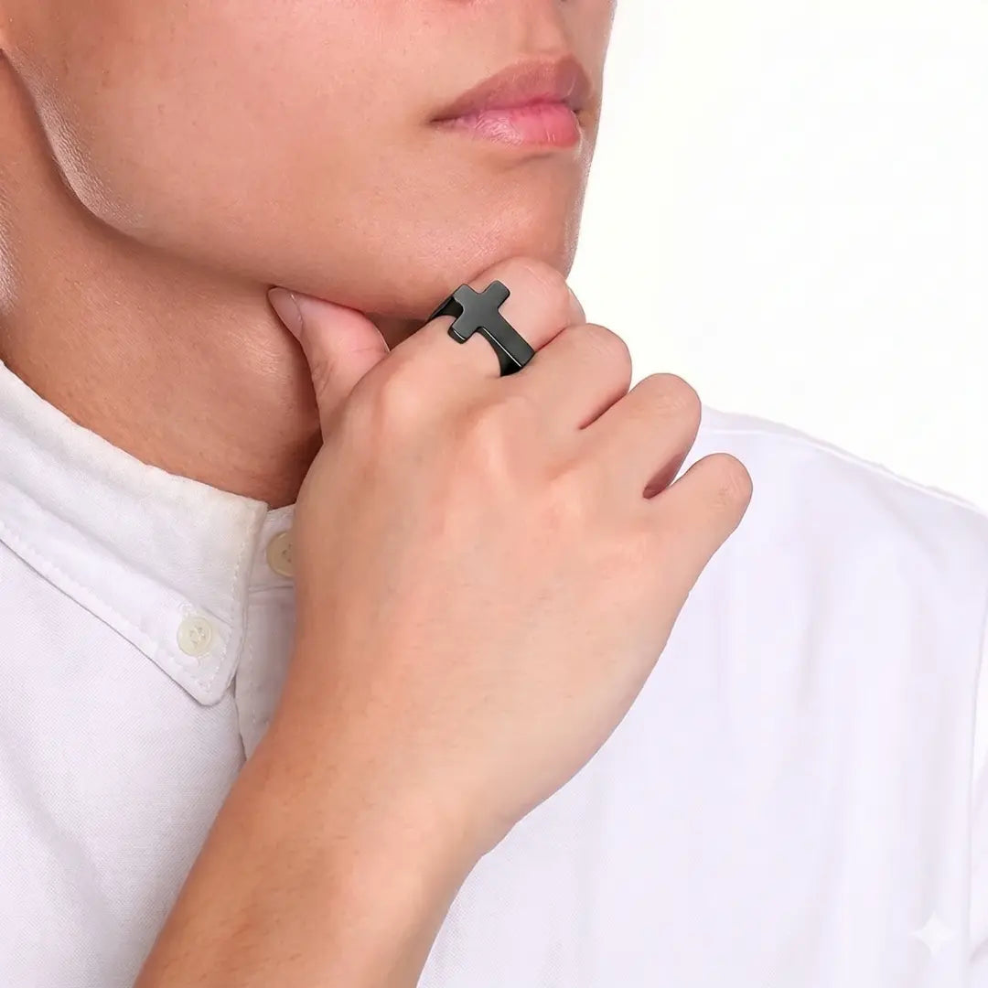 anel de cruz masculino