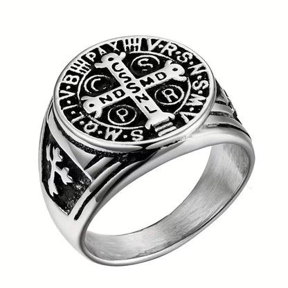 Anel de São Bento Masculino Prata
