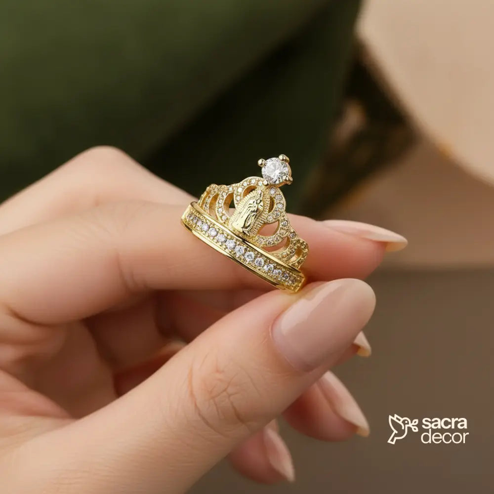 Anel Feminino Dourado Nossa Senhora de Guadalupe