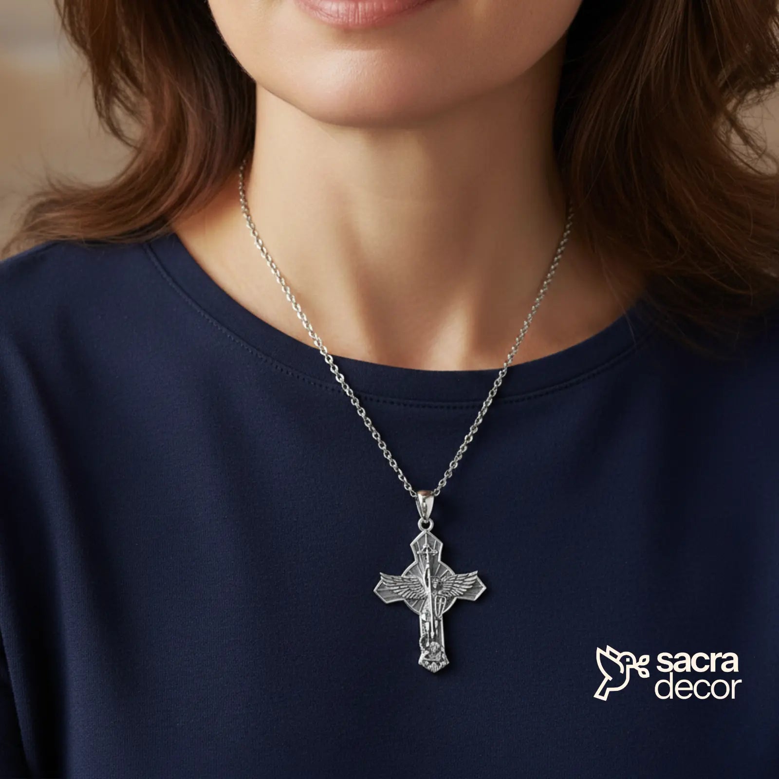 colar cruz prata