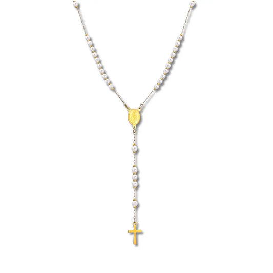 terço branco, colar terço, terço feminino, terço de pérola

