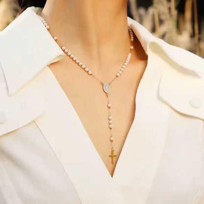 terço branco, colar terço, terço feminino, terço de pérola