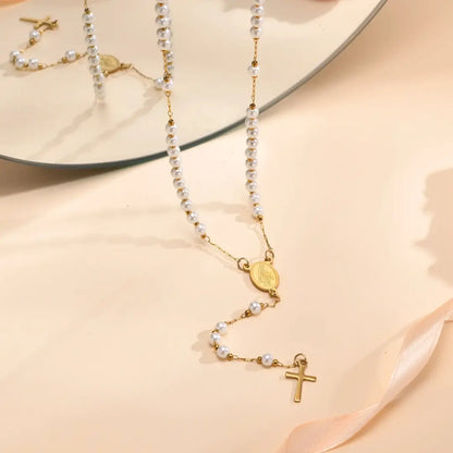 terço branco, colar terço, terço feminino, terço de pérola