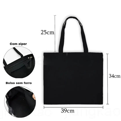 Bolsa Feminina de Lona com Estampa Cristã e Zíper