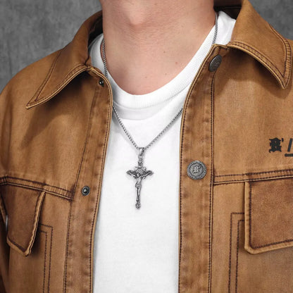 Crucifixo Colar Masculino Prata Modelo Essência Divina