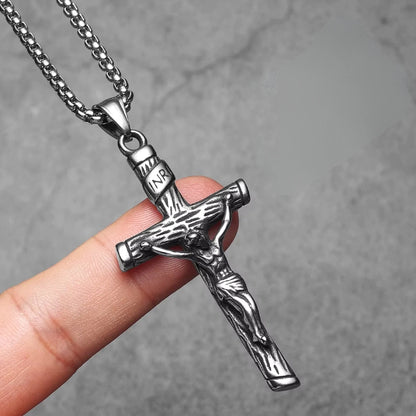 Crucifixo Colar Masculino Prata Modelo Veritas