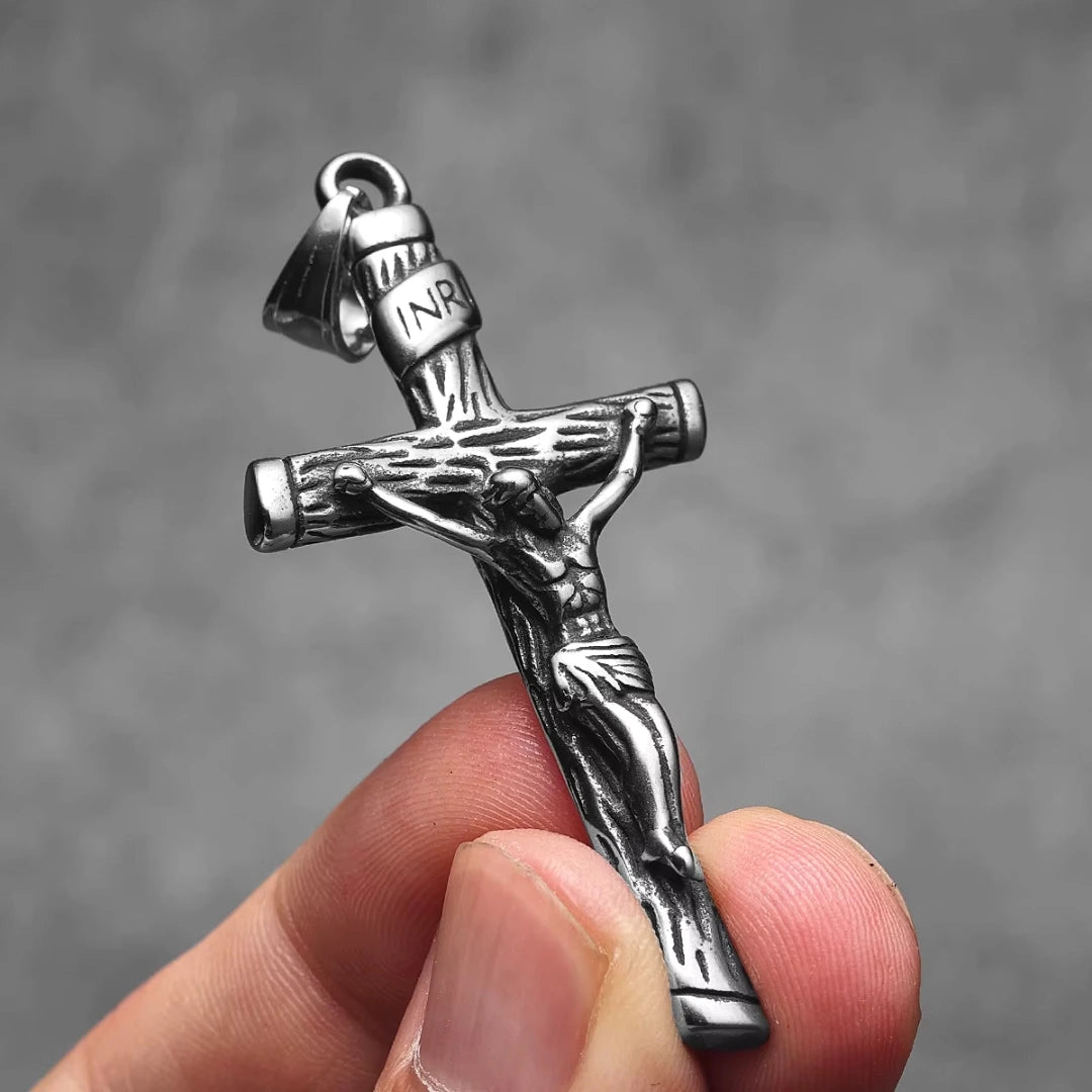 Crucifixo Colar Masculino Prata Modelo Veritas