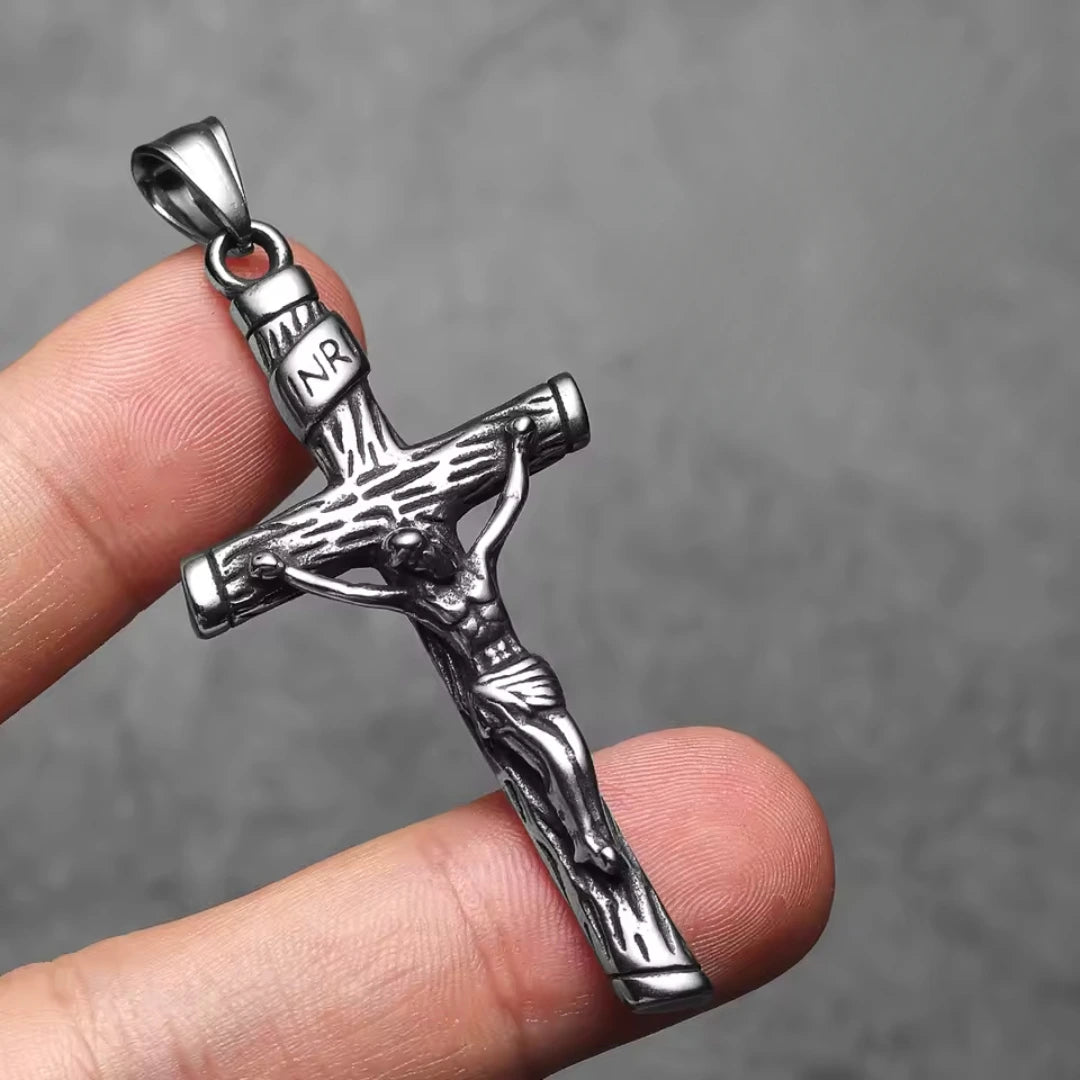 Crucifixo Colar Masculino Prata Modelo Veritas