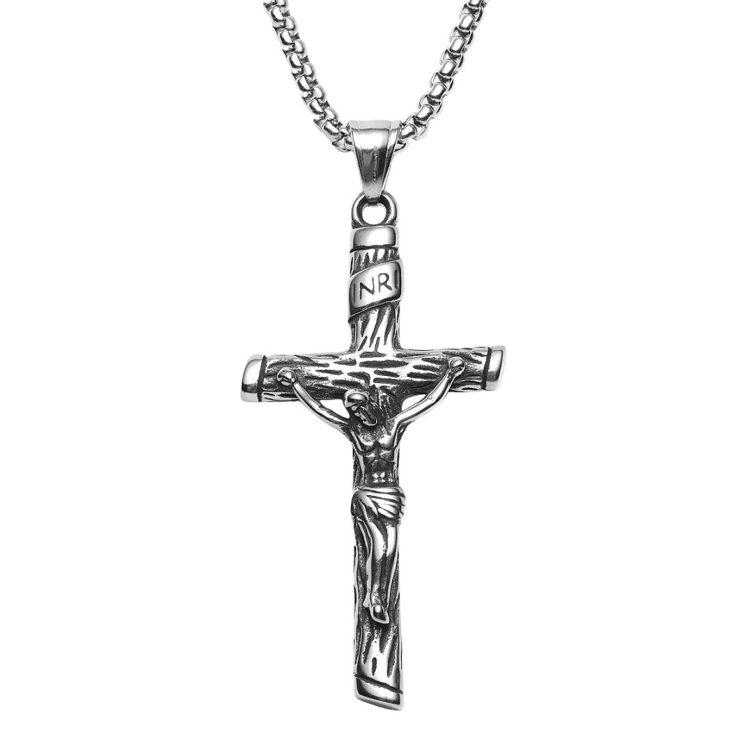 Crucifixo Colar Masculino Prata Modelo Veritas