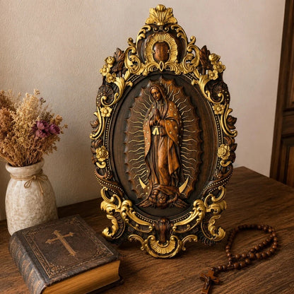 Imagem de Nossa Senhora de Guadalupe em Madeira de Faia Europeia 50cm