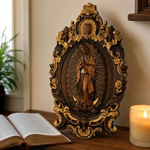 Imagem de Nossa Senhora de Guadalupe em Madeira de Faia Europeia 25cm