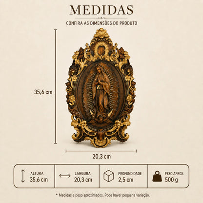 Imagem de Nossa Senhora de Guadalupe em Madeira de Faia Europeia 35cm