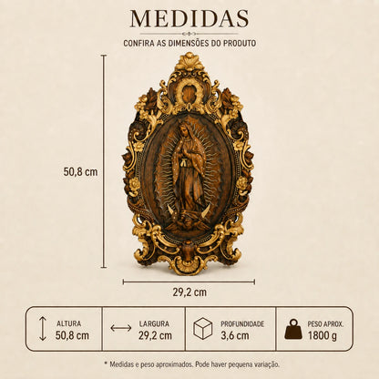 Imagem de Nossa Senhora de Guadalupe em Madeira de Faia Europeia 50cm