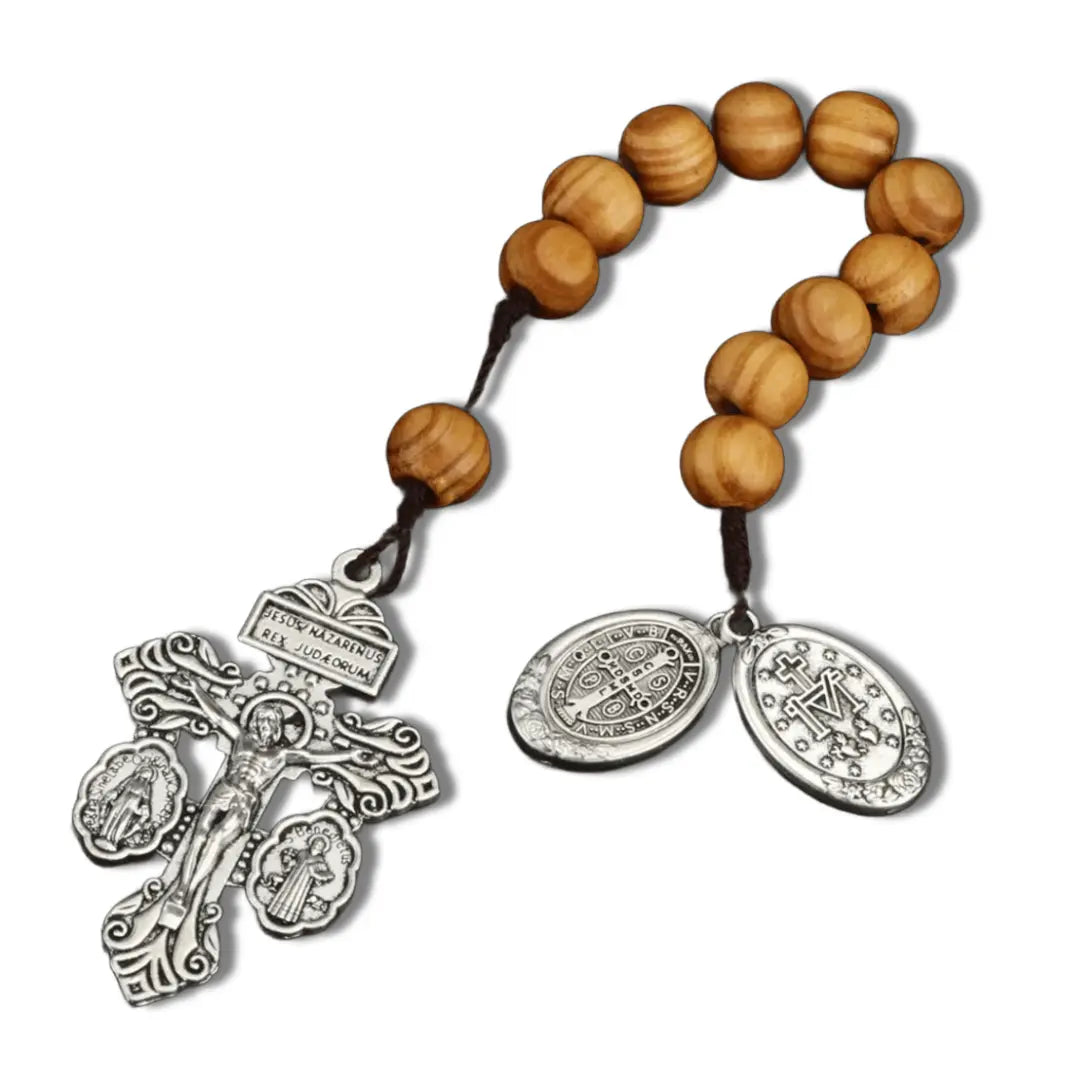 mini terço, terço compacto, terço de madeira, terço do perdão