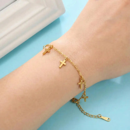 Pulseira Feminina com Pingente de Cruz