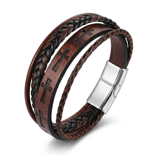 Pulseira Católica Masculina de Cruz Modelo Vintage