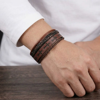 Pulseira Católica Masculina de Cruz Modelo Vintage