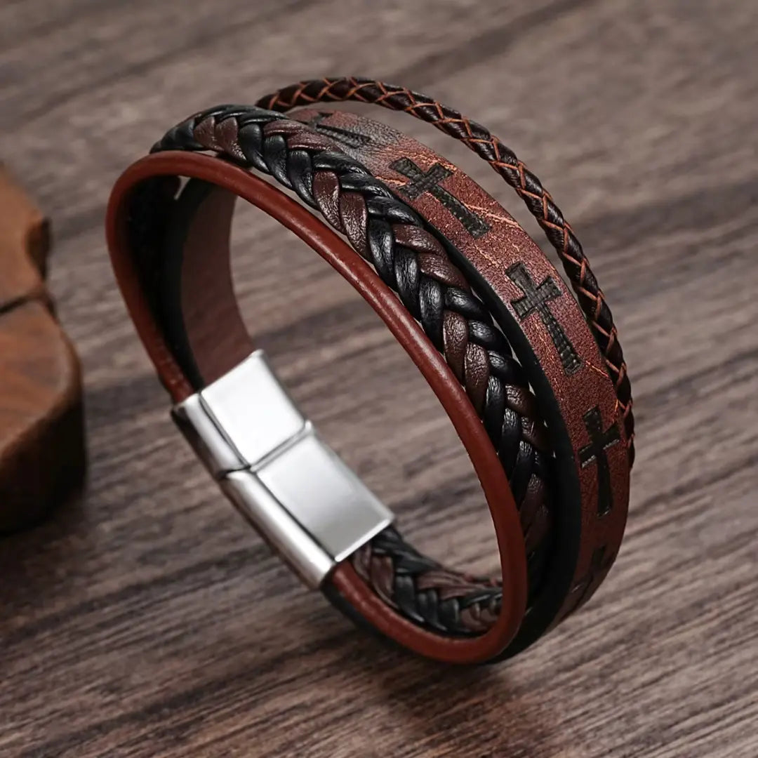 Pulseira Católica Masculina de Cruz Modelo Vintage