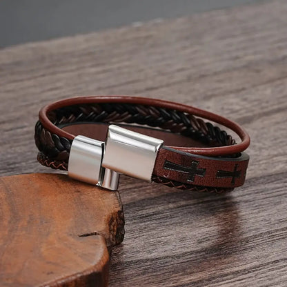 Pulseira Católica Masculina de Cruz Modelo Vintage