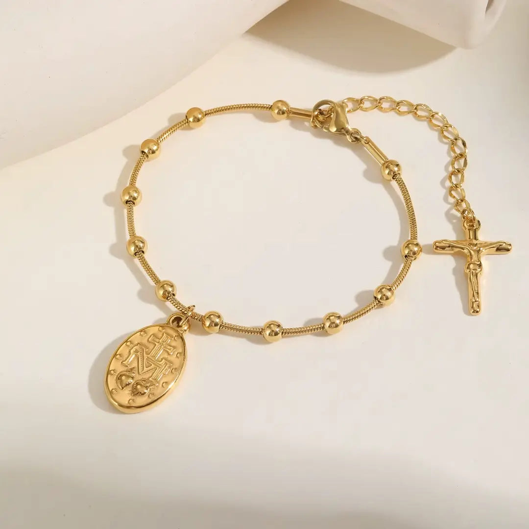 pulseira de nossa senhora das graças dourada