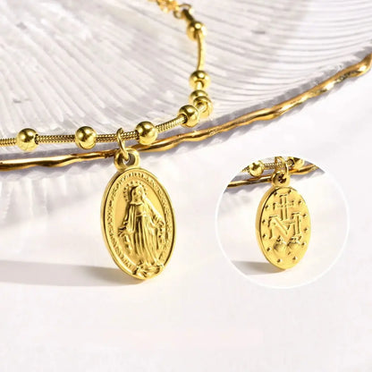 pulseira católica feminina dourada de nossa senhora das graças 