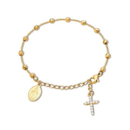 pulseira católica de nossa senhora das graças dourada feminina